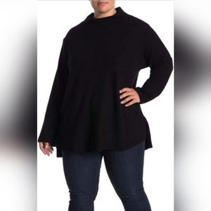 Melloday Mock Neck Rib Knit Sweater in Black Size 1x Nwt